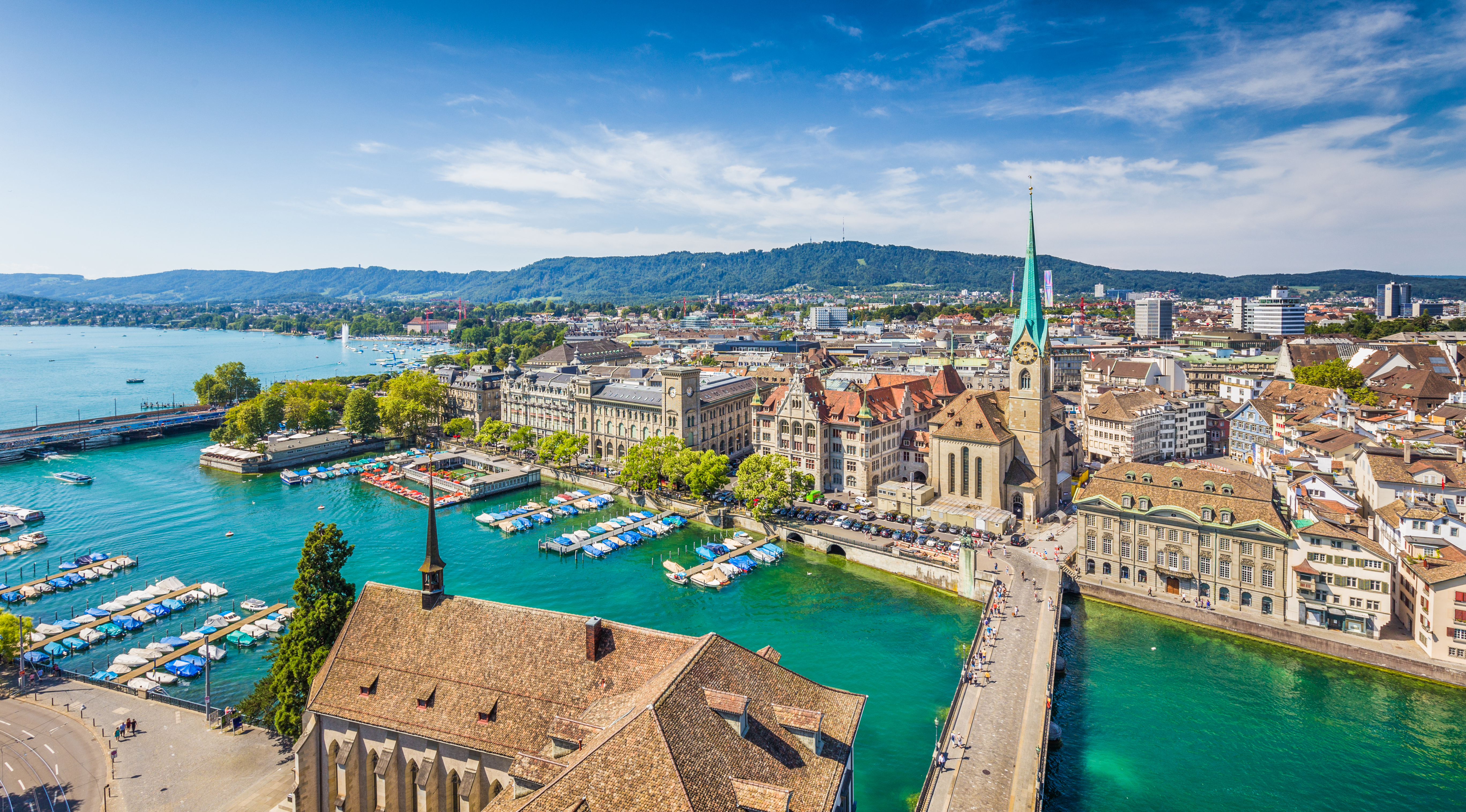 Zürich and the River Limmat, seen from above the old town