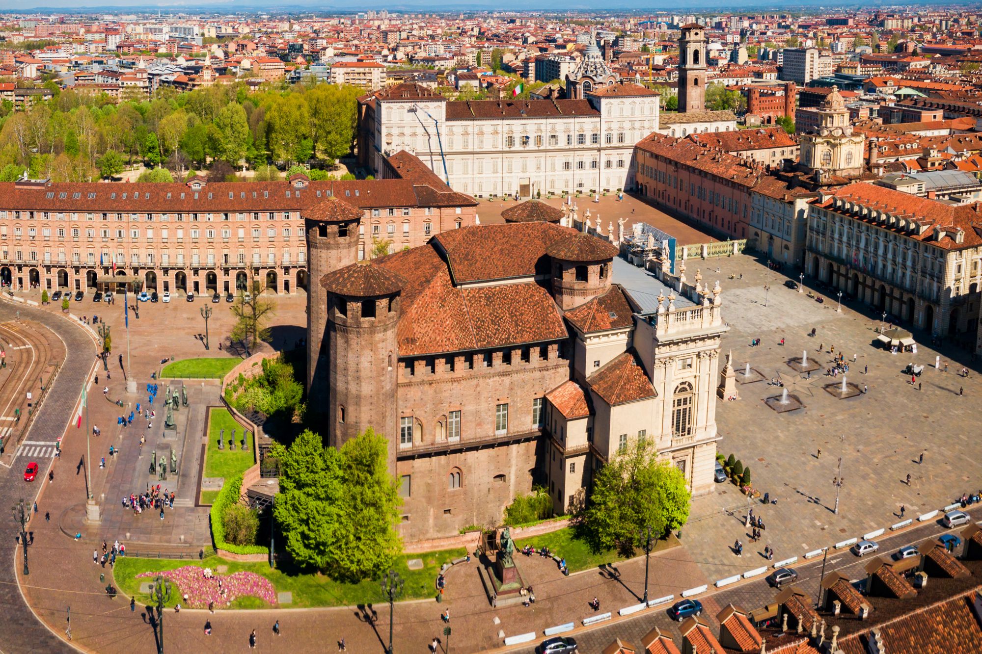 Palazzo Madama in Piazza Castello, Turin, seen from above
